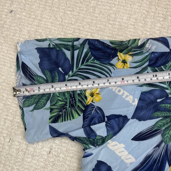 Ski-Doo Blue Button Shirt Men's M Bombardier Club Floral Hawaiian Shirt Summer - Picture 11 of 16